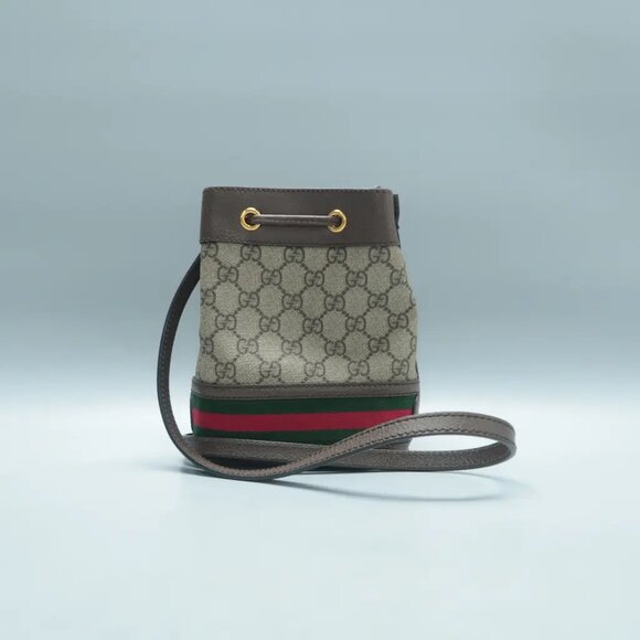 100% Authentic GUCCI  Ophidia Brown Canvas Shoulder Bag 929-101524 - Picture 2 of 12